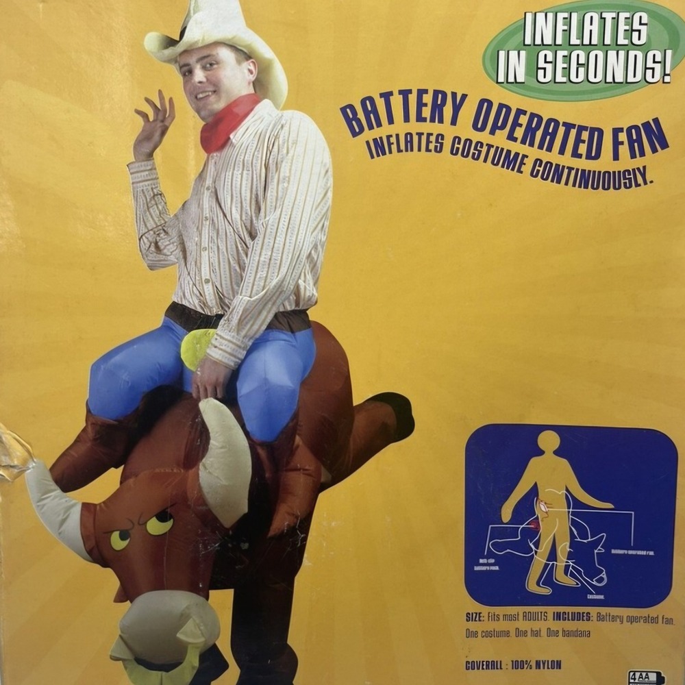 Vintage Gemmy Totally Ghoul Inflatable Bull Rider Illusion Costume Adult